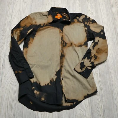 Camisa Egara Talla 16 32/33 Negra Beige Patrón Mancha Vestido Abotonado Informal Foto 1 de 4