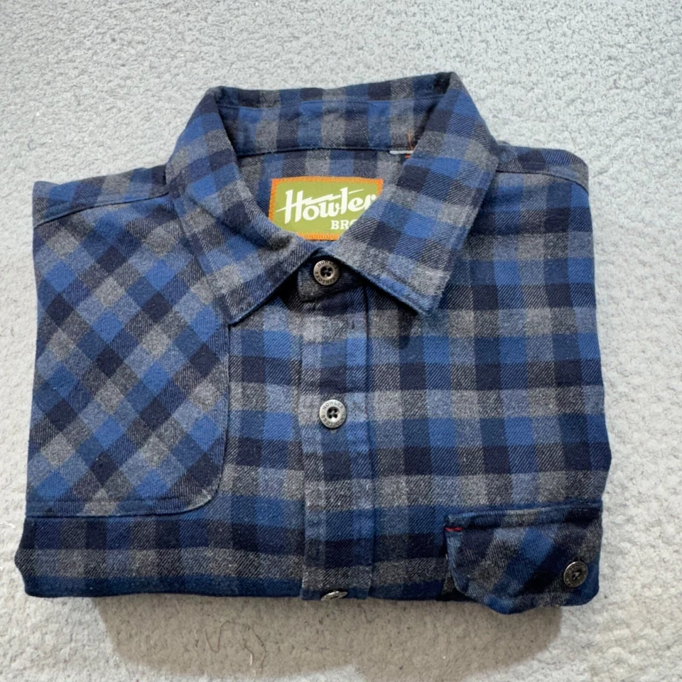 Howler Brothers Shirt Men Medium Blue Flannel Shooting Check Pocket Point Casual - Image 1 of 4