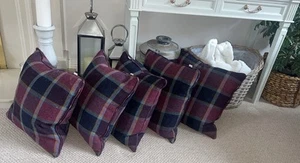 DORMA Bloomsbury Purple Plaid Cushions Feather Inners 45 x 45cm - Picture 1 of 4