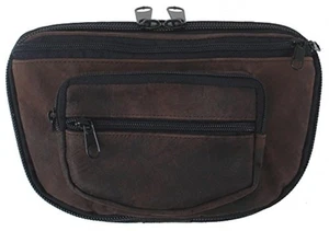 LARGE - Concealed Carry Fanny Pack RUGGED ULTRA-SOFT SUEDE LEATHER-Brown - Picture 1 of 6