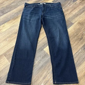 Calvin Klein Jeans Uomo 40x32 Denim Scuro Gamba Dritta Pantaloni Denim Elasticizzati - Foto 1 di 14