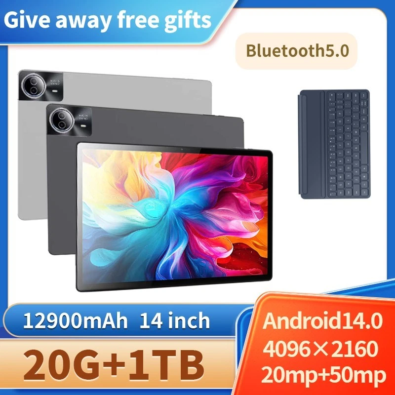Android 14 Tablet 14 inch 20G+1TB Bluetooth Wifi + 4G/5G Dual SIM 4k HD 10 Cores - Image 1 of 4