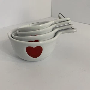 Pretty Williams Sonoma Ceramic Heart Measuring Cups Set of 4 - Picture 1 of 14