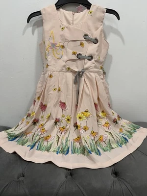 Baby Girls Indian Floral Print Frock Style Kurti Sleeveless Dress Party Wear - Image 1 of 4