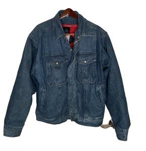 Hardy Amies London Hvy Denim Vintage Lined Bttn Up Gr. L Jeansjacke - Rot Kariert Lnd - Bild 1 von 18