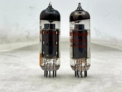 (2) Tubos National Electronics 6BQ5 EL84 placas negras taza Gett probado Amplitrex Foto 1 de 4