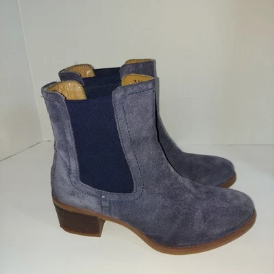 Botas de gamuza azules para mujer Hush Puppies talla 8M sin cordones tacón de 2" acolchadas BONITAS Foto 1 de 4
