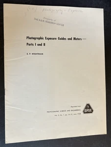 Photographic Exposure Guides and Meters Parts I and II Wightman 1958 SPSE - Picture 1 of 4