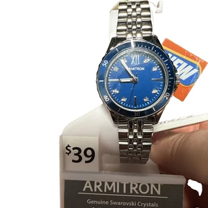 NUEVO Reloj Armitron para mujer con esfera azul acentuada en cristal tono plateado 75/5730BLSVWM - Imagen 1 de 8