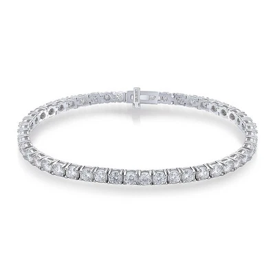 Full 3.5mm Round Cut Moissanite Tennis Bracelet Chain 925 Sterling Silver GRA - Image 1 of 4