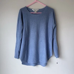 MAX STUDIO WOMENS CREW NECK CASHMERE SWEATER Large BLUE Relaxed - Picture 1 of 6
