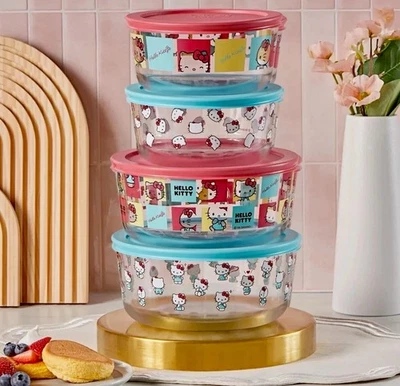 Pyrex 8-piece Hello Kitty Decorated Glass Food Storage Set - Image 1 of 4