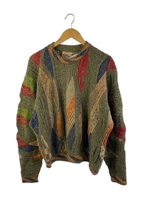 COOGI Knit & Sweater (Thin) S Cotton KHK Australia Made Linen Blend Frayed Used - Image 1 of 4