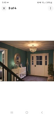 Kenroy Home Dumas 16 in, Brushed Steel 3-Light Distressed Wood Bead Semi-Flush - Image 1 of 3