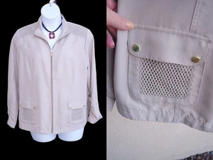 Chico's SOFT sueded ltwt jacket coat size 3 L XL 16 18 sand neutral POCKETS - Picture 1 of 12