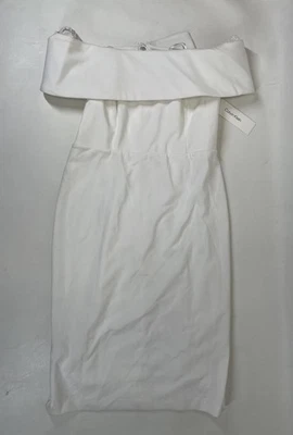 Calvin Klein Off The Shoulder Sheath Dress Size 8 White Seamed - Image 1 of 4
