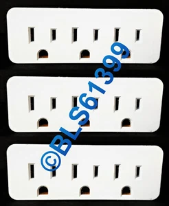 Set (3) geerdete Steckdose 3-Wege Stromteiler Wandstecker Adapter - Bild 1 von 9