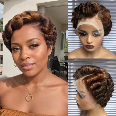 Short Pixie Cut Wig 13x4 Lace Front Human Hair Wigs for Black Women Pre Plucked - Image 1 of 4