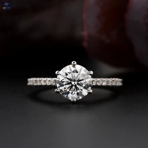 1.192 TCW Round Cut Pave Setting Moissanite Ring 10K White Gold Labstone - Picture 1 of 5