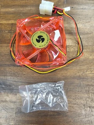 80mm PC Cooling Fan redLED Transparent 12V 0.18A Computer Case Fan with Connec - Image 1 of 3