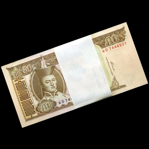 Bundle 100 PCS, Mongolia 50 Tugrik, 2013-2016, P-64, UNC, Lot Pack Cover