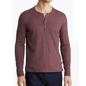 John Varvatos Herren Richard Waffle Stitch 4 Button LS Crew Henley Hemd Pflaume XL - Bild 1 von 5