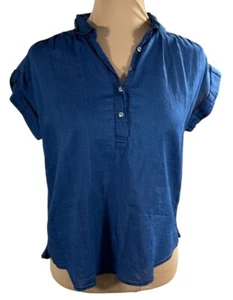 J. Crew DENIM Chambray Shirt Popover Dark Wash Size Small Petite PS Gauzy - Picture 1 of 7