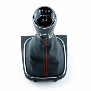 5 vitesses Pommeau levier vitesse cuir PU pour VW Golf 5 MK5 MK6 GTI GTD 04-2013 - Afbeelding 1 van 9