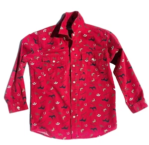 Kid's Western Shirt - Vintage-Nordstrom Brand  Pine Peak Blues   Horses Cowboy - Picture 1 of 7