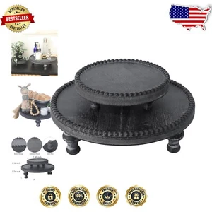 Durable Black Wood Pedestal Trays - Set of 2 with Rustic Charm for All Occasions - Imagen 1 de 9