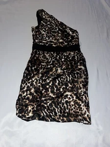 Snap Size 3 Animal Print One Shoulder Dress Length 32” Poly Spandex L8 - Picture 1 of 6