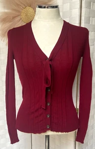 Just Roberto Cavalli Knit Tie Long Sleeve Ribbed Wool Cardigan Sweater S FX8 - Picture 1 of 13