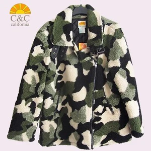 C&C California NEW Camo Asymmetrical Zip Fur/Quilted Coat XL - Picture 1 of 12