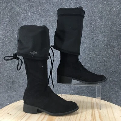 Unisa Boots Womens 6 M Mayz2 Over The Knee Black Faux Suede Low Heels Pull On - Image 1 of 4