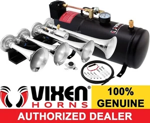 TRAIN HORN KIT FOR TRUCK/CAR/SEMI LOUD SYSTEM /1G AIR TANK /150PSI /4 TRUMPETS - Foto 1 di 11