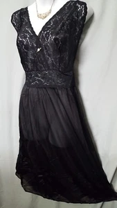 Amoureuse BLACK Nightgown Robe  PEIGNOIR SET  42" Long  PLUS  5X 64" BUST - Picture 1 of 5