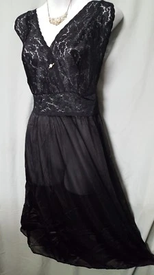 Amoureuse BLACK Nightgown Robe  PEIGNOIR SET  42" Long  PLUS  5X 64" BUST - Image 1 of 4