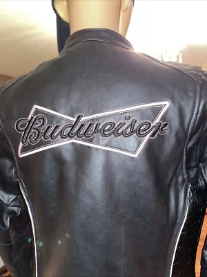 Vtg 90’s Excelled Anheuser Busch Budweiser Leather Bomber Jacket Embroidered M - Image 1 of 4