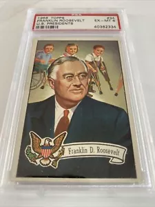 1956 Presidenti degli Stati Uniti Franklin D. Roosevelt Card #34 PSA EX-MT 6 Vintage FDR - Foto 1 di 5