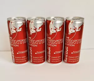 FOUR (4) Cans Red Bull Winter Edition Pomegranate Full 8.4oz Ea Collectible Only - Picture 1 of 7