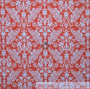 BonEful Fabric FQ Cotton Quilt Flannel Orange White Flannel Flower Damask Print - Picture 1 of 17