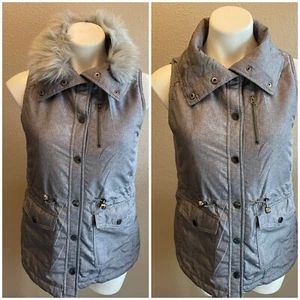 Quilted Vest w Removable Collar Women’s Sz S/P  Snap Close - Picture 1 of 12