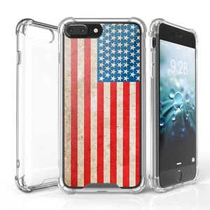 For iPhone 7 Plus / 8 Plus Slim Bumper Shockproof Cover Case American US Flag - Picture 1 of 3