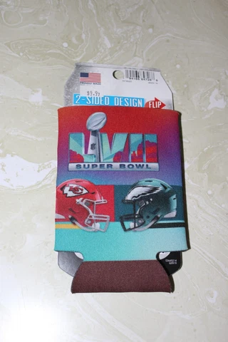 2023 SUPER BOWL LVII 2 SIDED DESIGN CAN COOLER CHIEFS VS EAGLES  MADE IN USA Cover