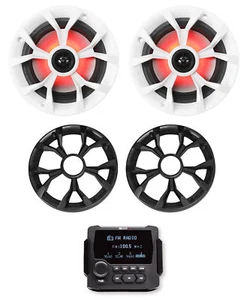 MB Quart GMR-LCD Marine/Boat Receiver w/AM/FM/Bluetooth+(2) 6.5" LED Speakers - Picture 1 of 12