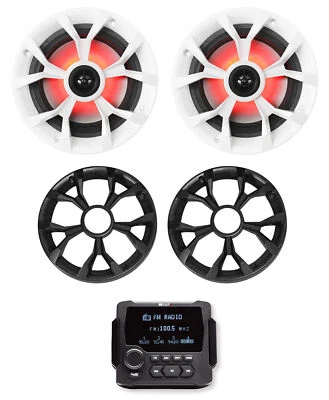 MB Quart GMR-LCD Marine/Boat Receiver w/AM/FM/Bluetooth+(2) 6.5" LED Speakers - Image 1 of 4