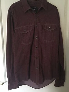 Men's Topman Red/Wine Coloured Cotton Western Style Shirt In Size Small - Picture 1 of 5