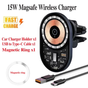53W Magsafe Car Wireless Charger Mount Holder For Samsung S24 Ultra S23 Fold4 5G - Picture 1 of 16