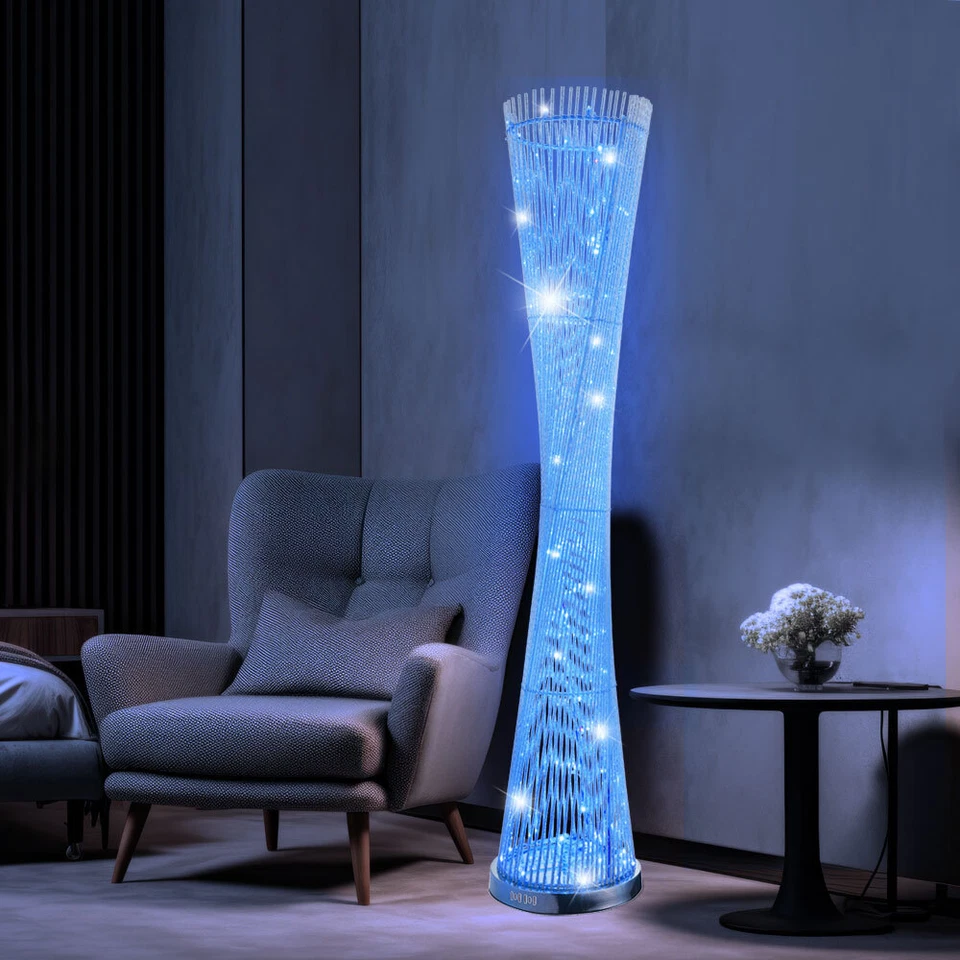 Lampada Da Terra Lampada Per Camera Da Letto Alluminio Argento LED Cambio Colore - Immagine 1 di 4