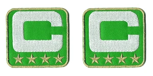 2 x Capitán C Verde (4 Estrella Dorada) Hierro en Parche Bordado para Chaqueta Jean P103 - Imagen 1 de 5